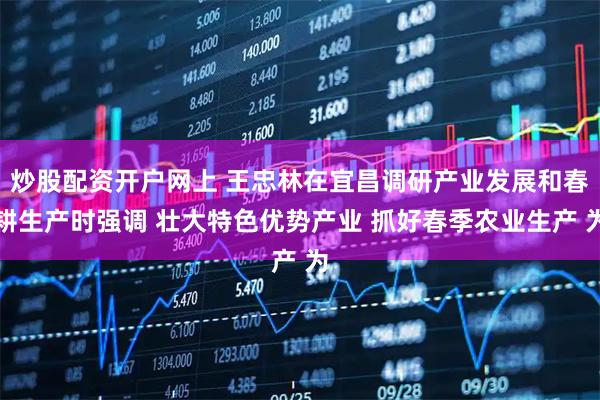 炒股配资开户网上 王忠林在宜昌调研产业发展和春耕生产时强调 壮大特色优势产业 抓好春季农业生产 为