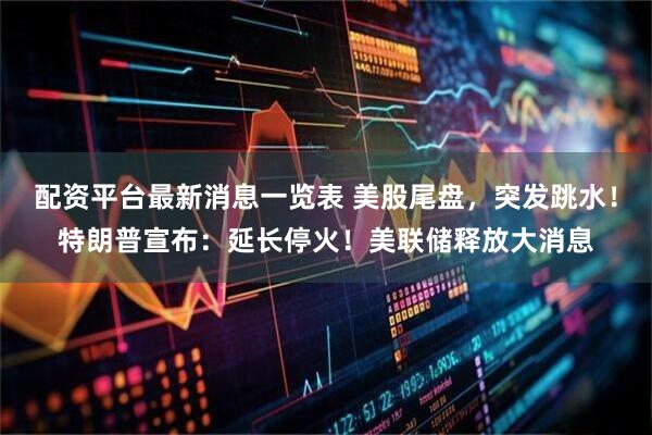 配资平台最新消息一览表 美股尾盘，突发跳水！特朗普宣布：延长停火！美联储释放大消息